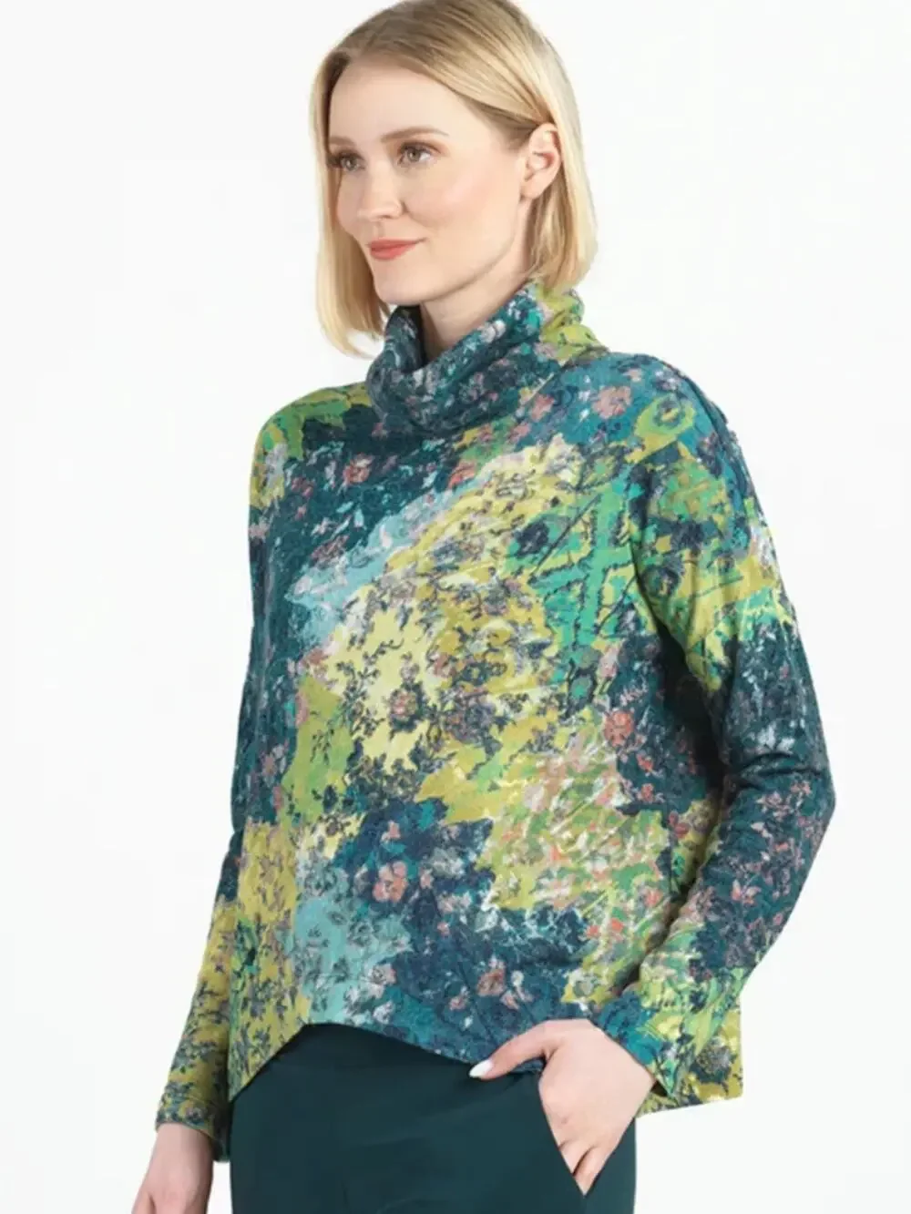 Clara Sun Woo Cowl Neck Tipped Hem Sweater Large Green